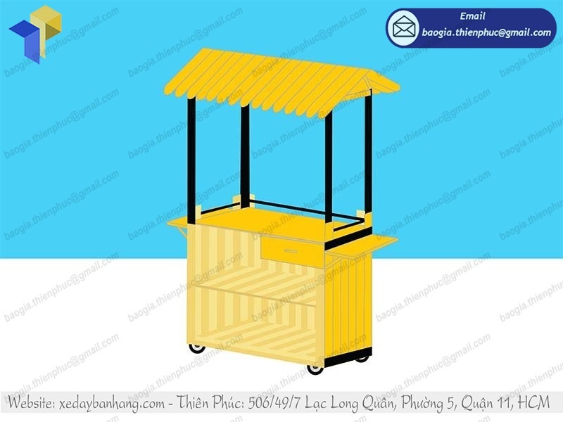 hình ảnh xe bán trà sữa bằng gỗ