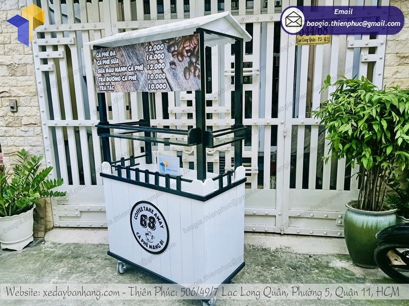 hình ảnh xe cà phê bằng gỗ giá rẻ