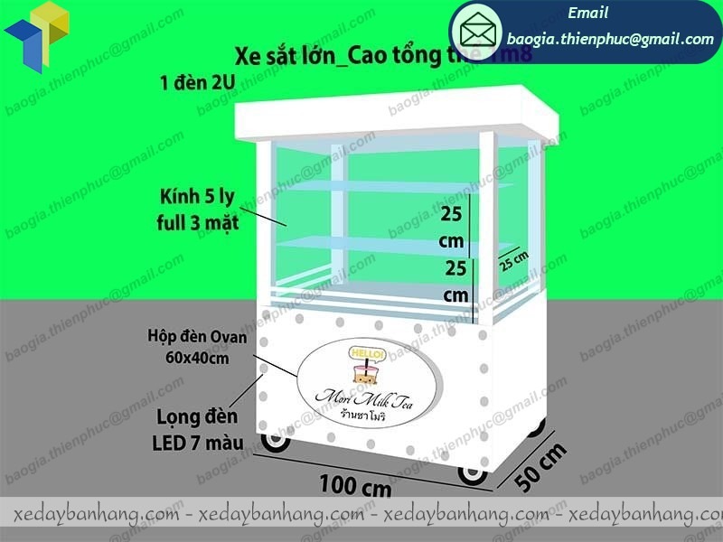 hình ảnh xe đẩy inox bán trà sữa