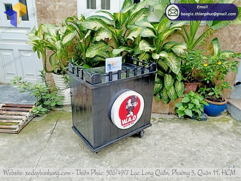 hình ảnh xe gỗ bán trà sữa đẹp