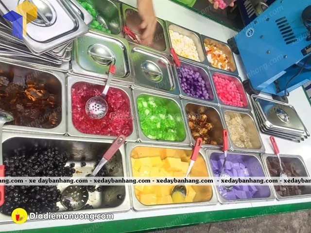 khay inox đựng thạch topping