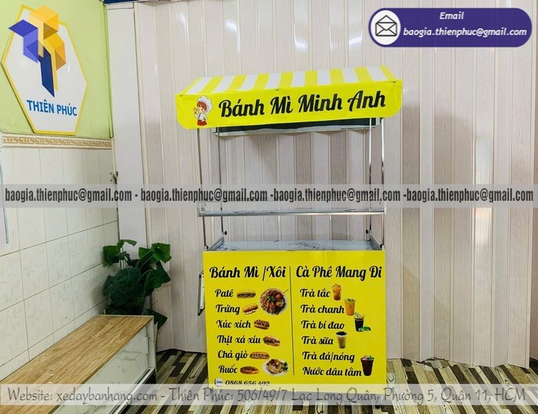 Mẫu xe bán bánh mì hàng rong gấp gọn mới nhất