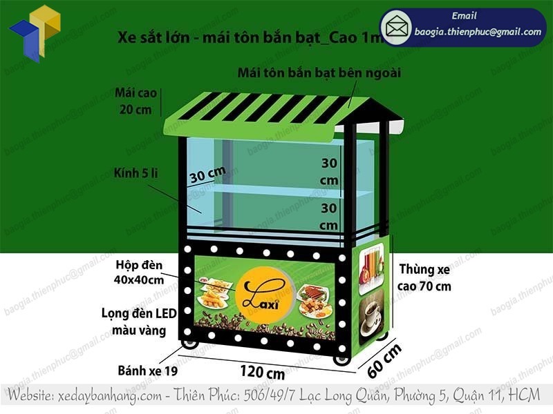 mẫu xe bán cá viên chiên bằng inox đẹp