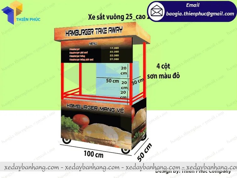mẫu xe bánh mì hamburger  đẹp