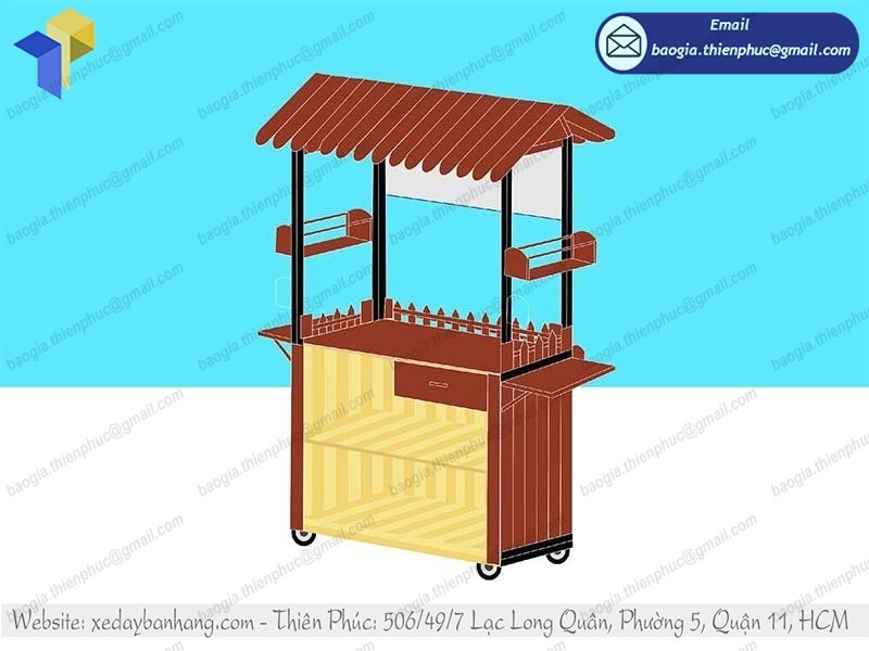 mẫu xe đẩy bán cafe bằng gỗ đẹp