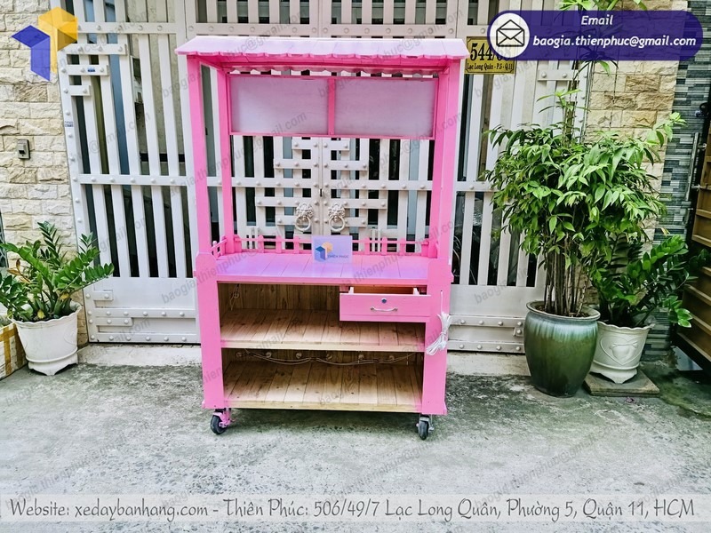 mẫu xe đẩy gỗ bán trà sữa đẹp