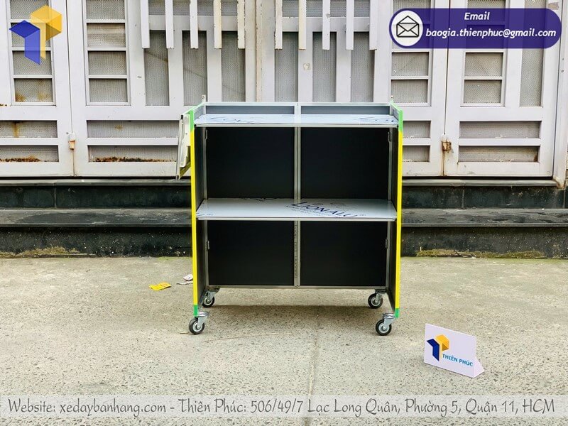 Mua tủ bán bánh mì gấp gọn di động in logo gập gọn thông minh