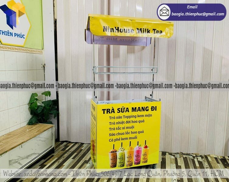 Mua xe bán trà sữa lề đường lắp ráp có mái che dành cho sinh viên kinh doanh làm thêm