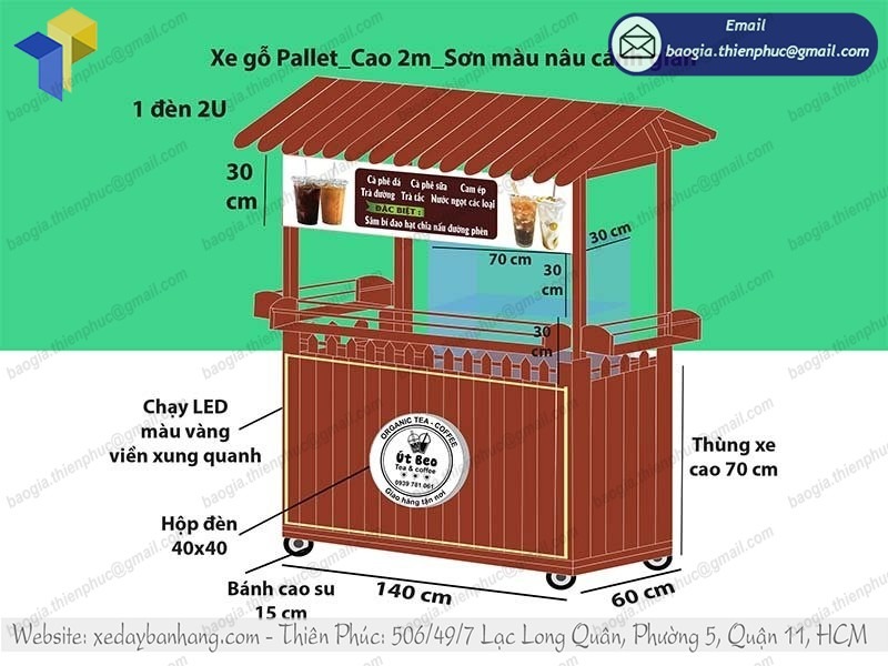 mua xe cà phê sáng bằng gỗ