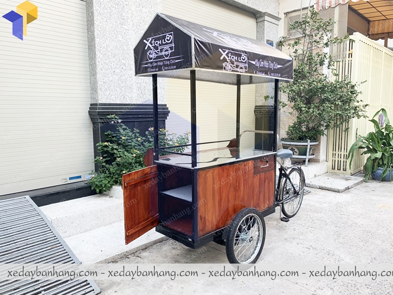 xe đạp bán hàng bằng gỗ