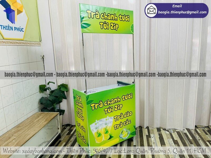 Mua xe đẩy bán trà chanh hàng rong gấp gọn giá rẻ thiết kế genz bán vỉa hè siêu tiện