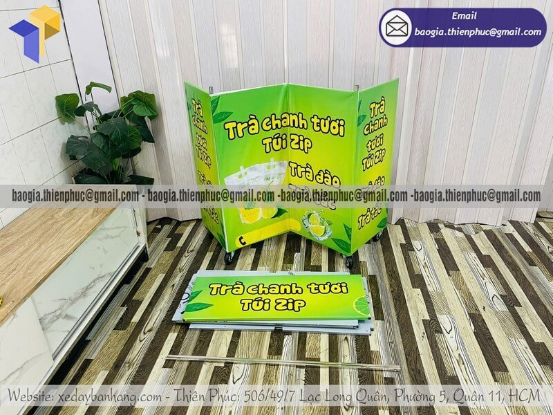 Mua xe đẩy bán trà chanh hàng rong gấp gọn giá rẻ bán lẻ vận hành vỉa hè