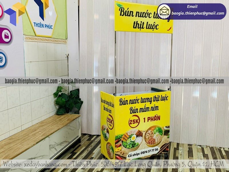 Nơi bán xe bún nước tương lưu động bán rong lắp ráp bán vỉa hè di động chống gỉ sét bền đẹp