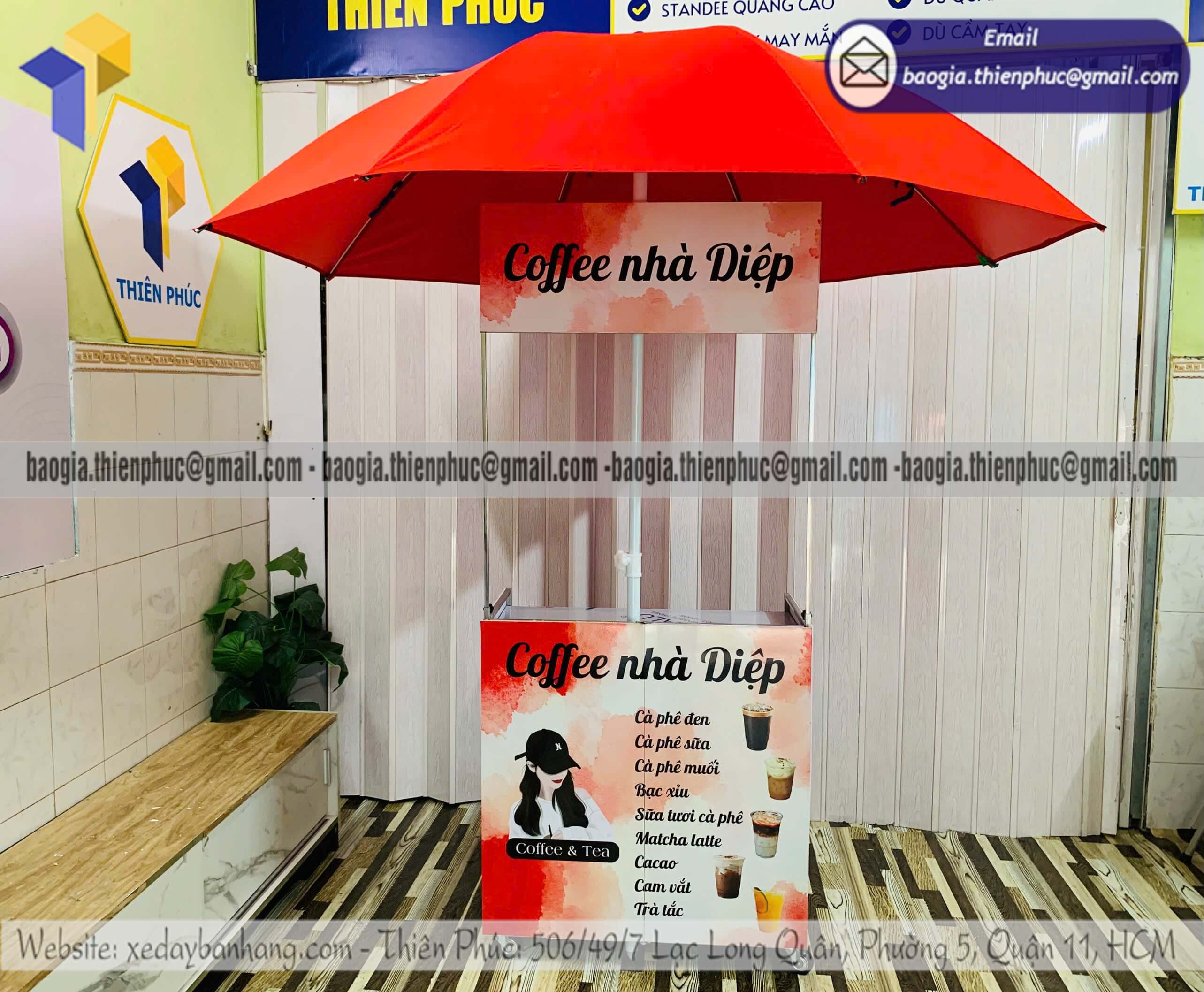 Quầy bán cafe muối xếp gọn phục vụ ngoài trời