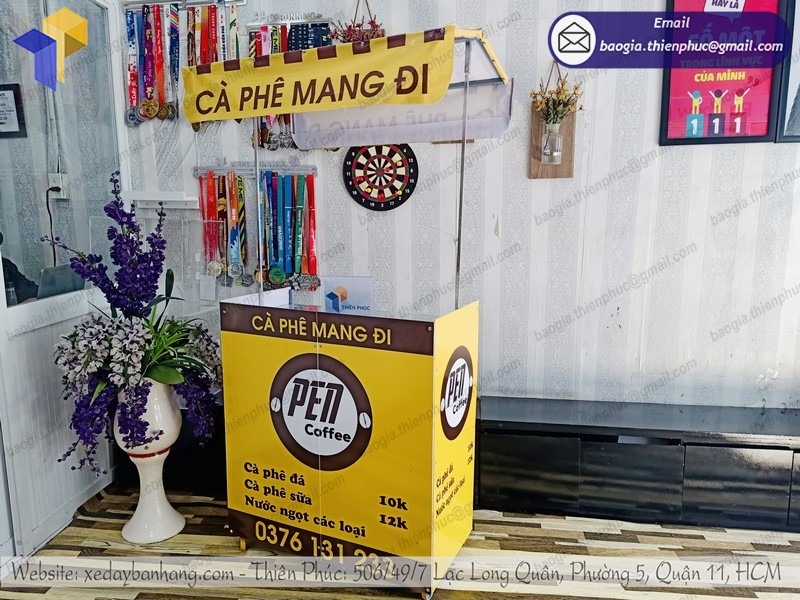 thiết kế xe bán cà phê pha máy