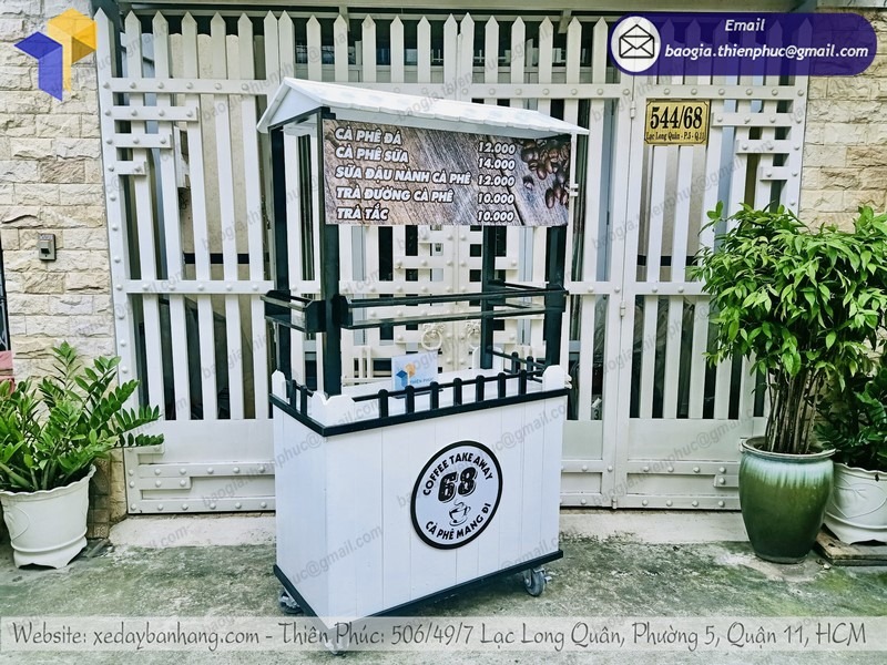 thiết kế xe cà phê bằng gỗ giá rẻ