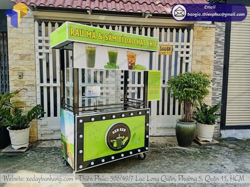 thiết kế xe đẩy bán trà bí đao inox