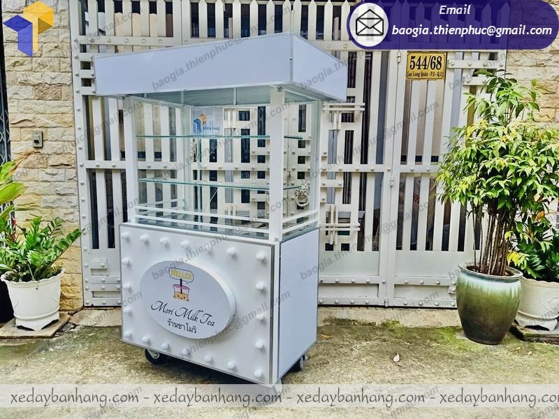 thiết kế xe đẩy inox bán trà sữa
