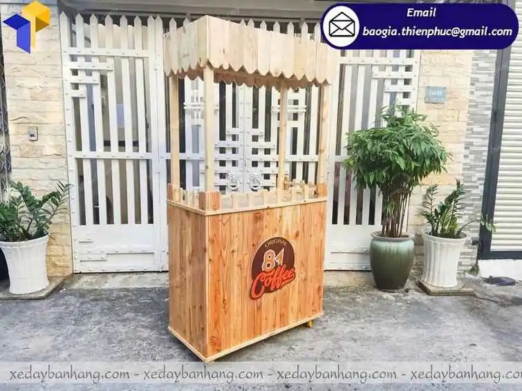 thiết kế xe gỗ bán cafe mang đi
