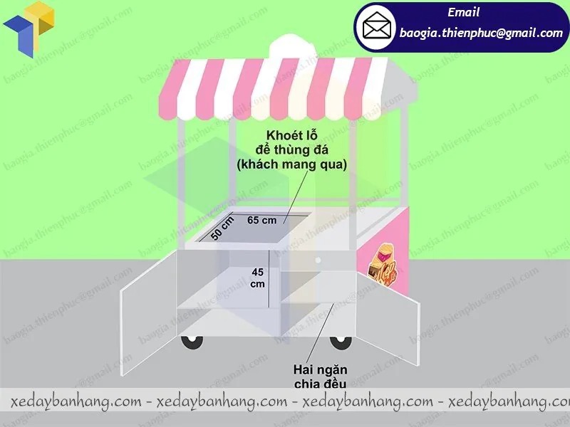 thiết kế xe inox bán kem kẹp