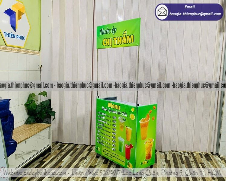 Thiết kế xe nước ép hàng rong gấp gọn mang đi xưởng Việt Nam bán hàng