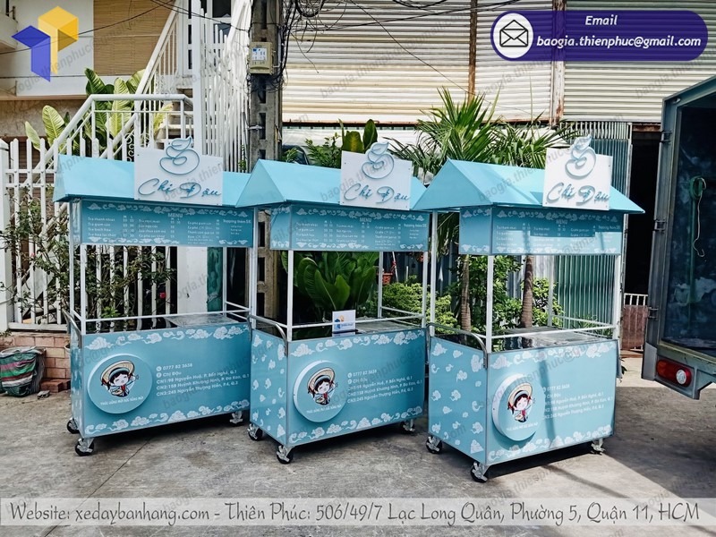 thiết kế xe trà sữa có mái che