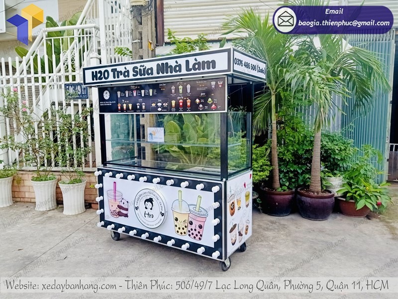 thiết kế xe trà sữa đơn giản