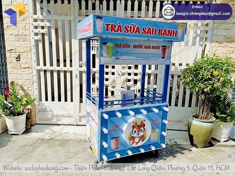 thiết kế xe trà sữa inox