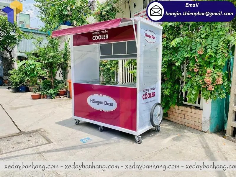tủ xe bán kem vỉa hè bằng sắt