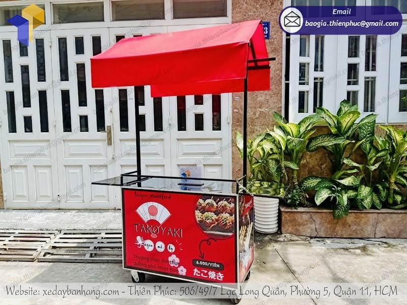 xe bán bánh bạch tuộc Takoyaki bằng sắt