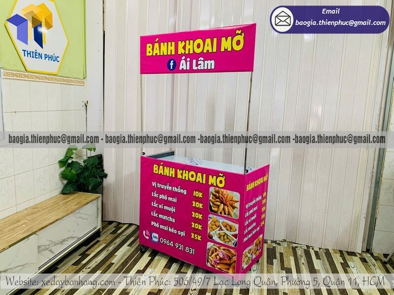 Xe bán bánh hàng rong lắp ráp lưu động giá sỉ chống nắng phù hợp bán