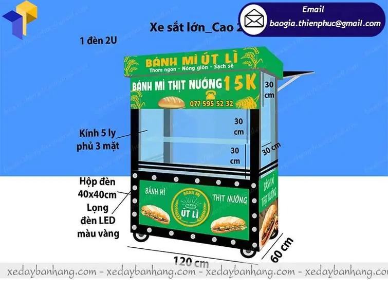 xe bán bánh mì bằng sắt