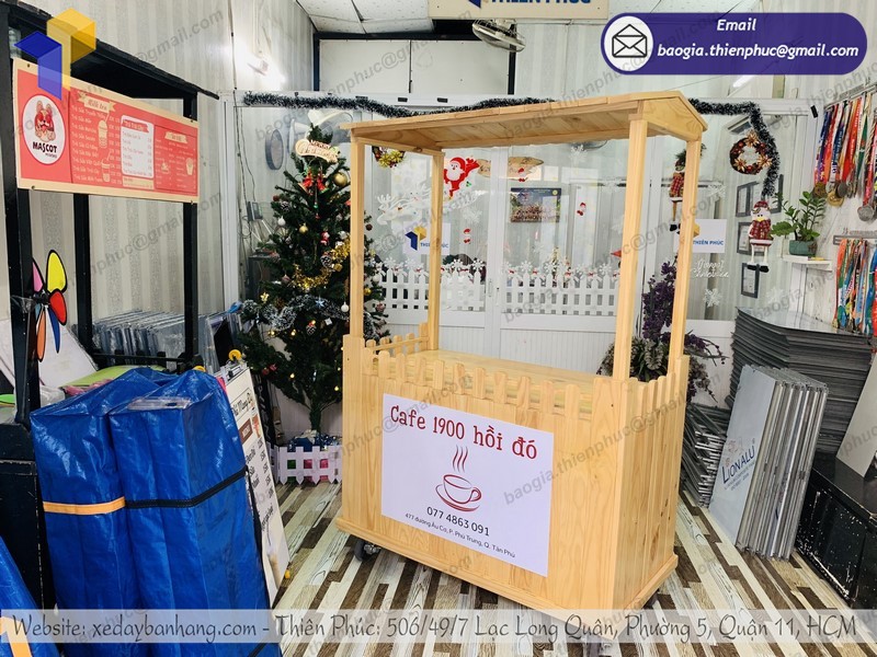 xe bán cà phê bằng gỗ tphcm