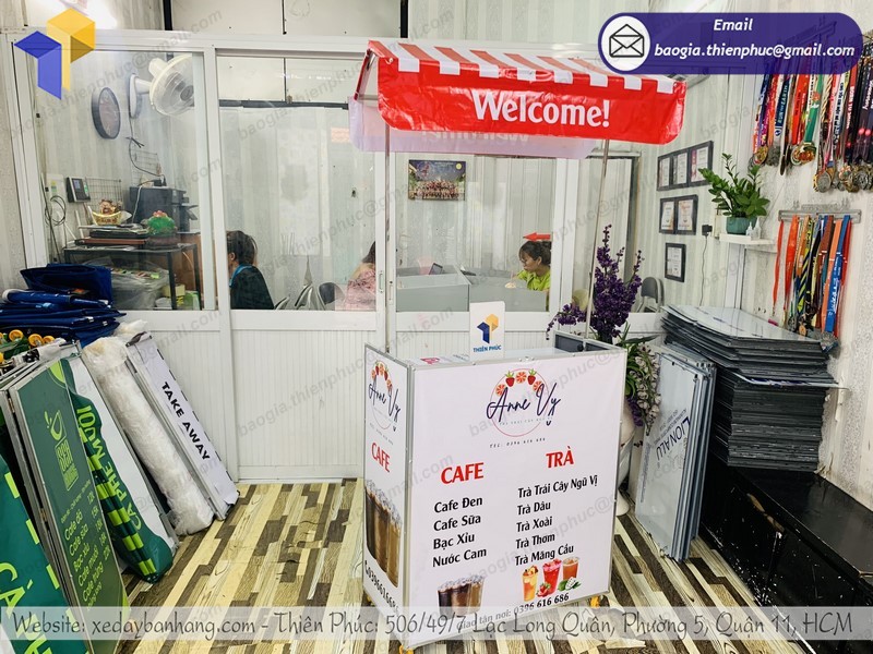 xe bán cà phê gấp gọn rẻ