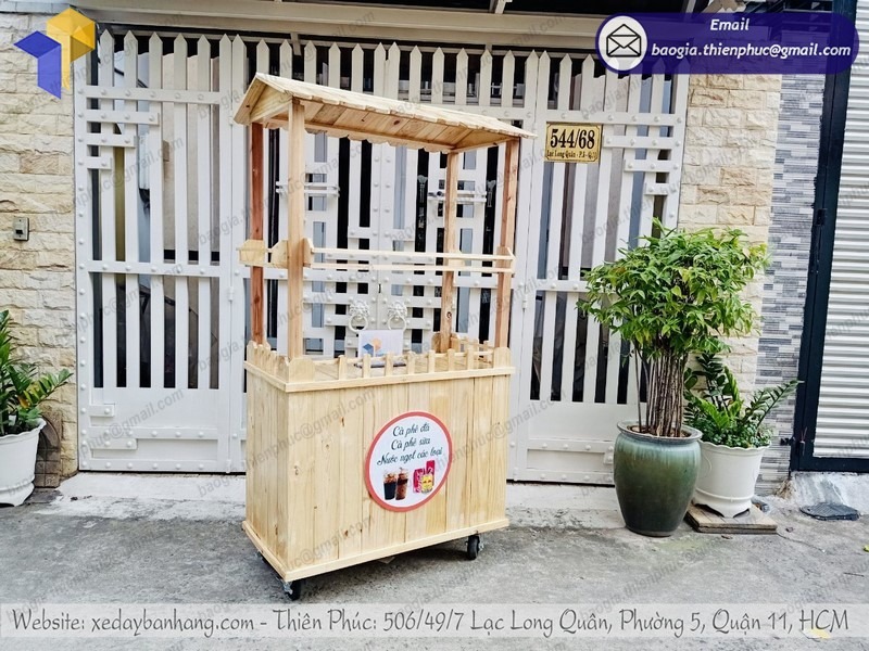 xe bán cà phê mang về bằng gỗ