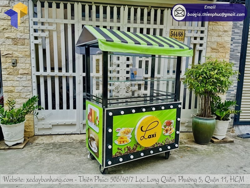 xe bán cá viên chiên bằng inox giá rẻ