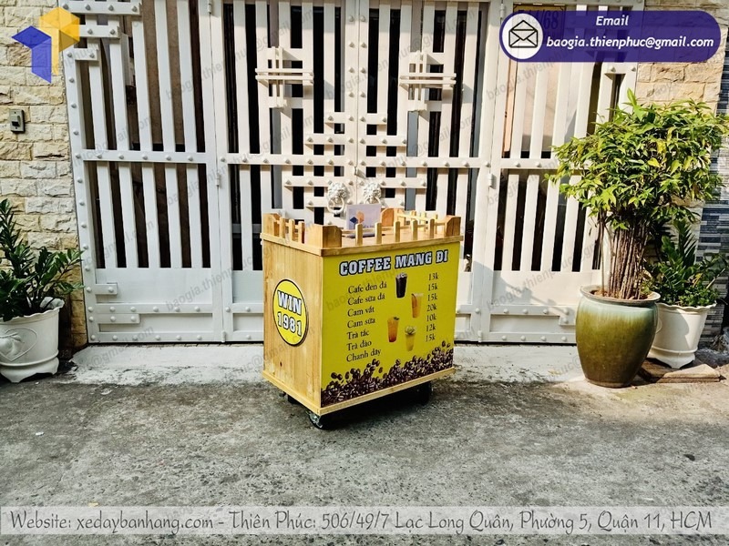 xe bán cafe phin bằng gỗ
