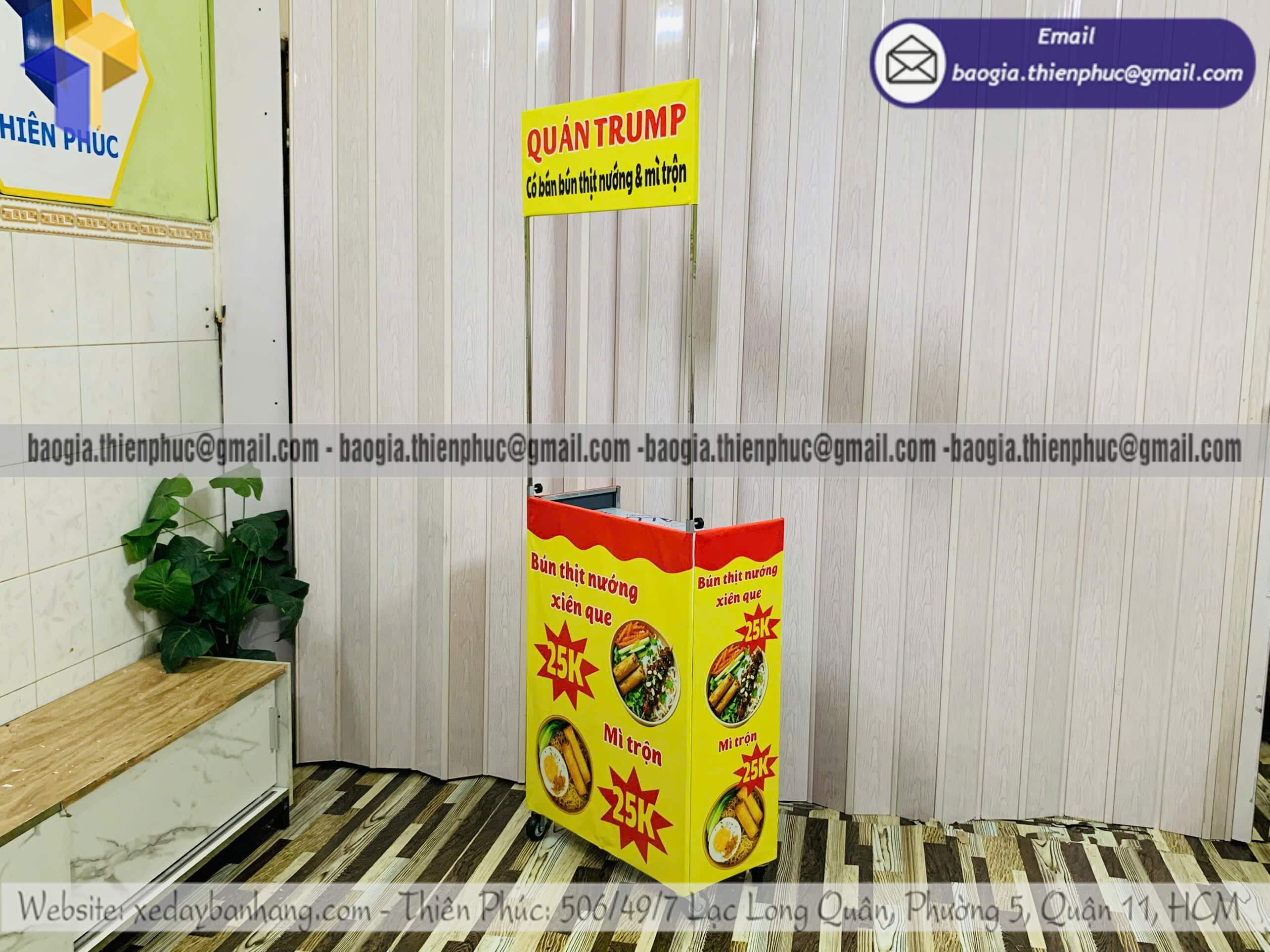 Xe bán đồ ăn sáng mini hàng rong gấp gọn đẹp bán xôi bánh mì bún phở sáng