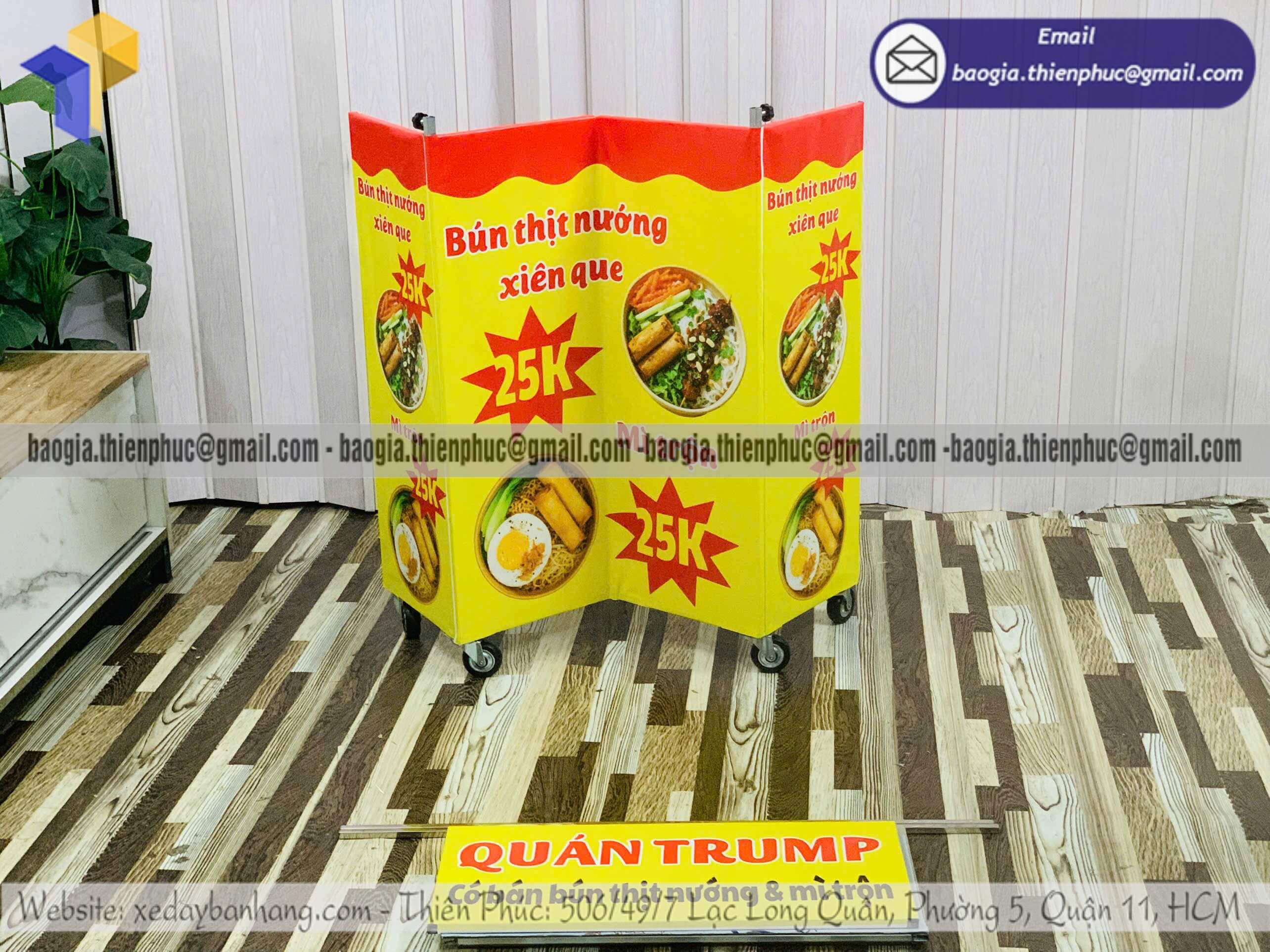 Xe bán đồ ăn sáng mini hàng rong gấp gọn đẹp thiết kế thu hút khách mua sáng