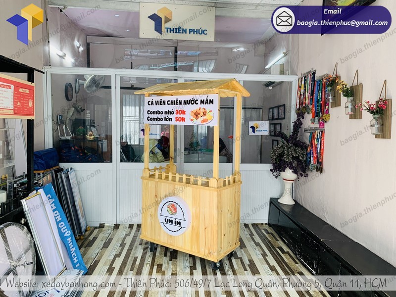 xe bán đồ ăn vặt bằng gỗ tphcm