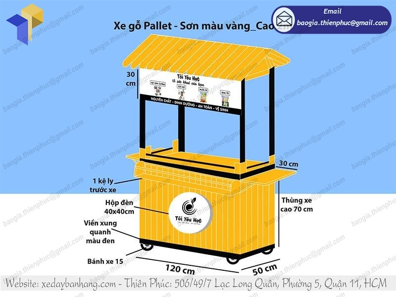 xe bán sinh tố bằng gỗ vỉa hè