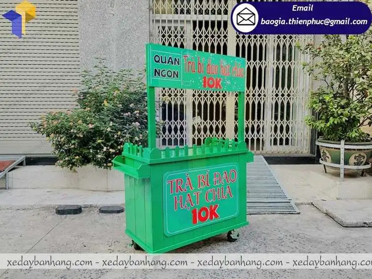xe bán trà bí đao bằng gỗ giá rẻ