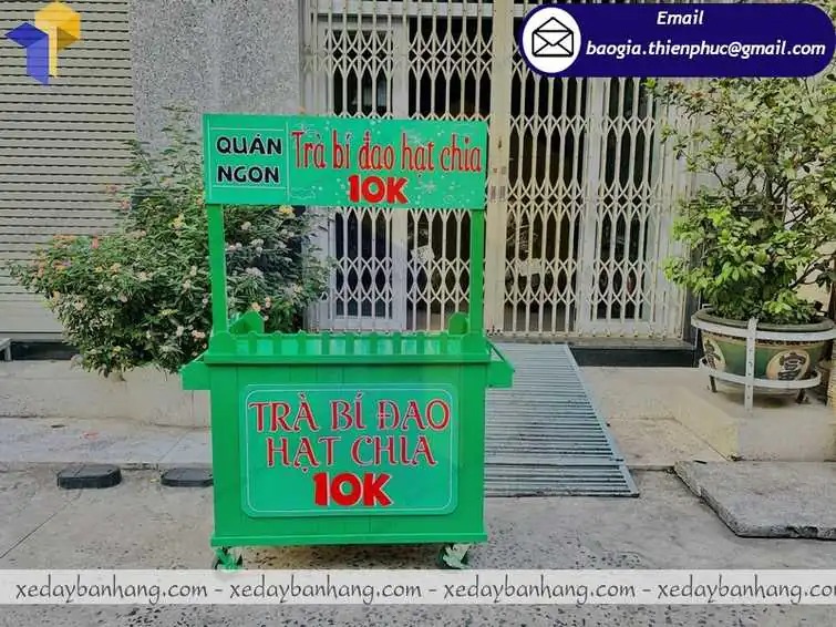 xe bán trà bí đao bằng gỗ