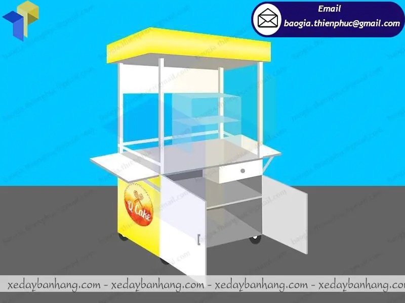 xe bán trà bí đao hạt chia bằng inox