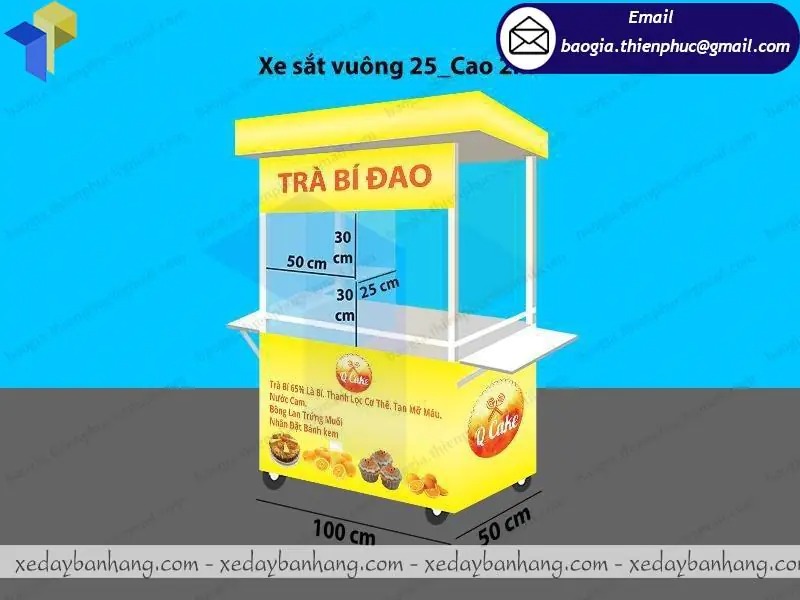 xe bán trà bí đao hạt chia