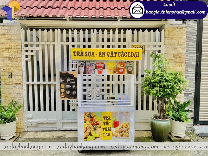 xe bán trà sữa bằng inox