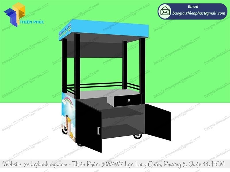 xe bán trà sữa độc đáo bằng sắt