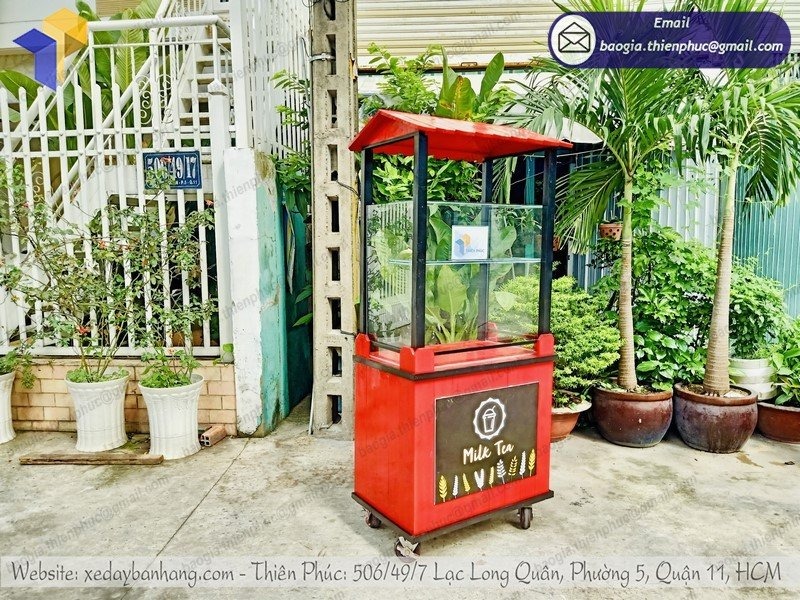 xe bán trà sữa take away bằng gỗ