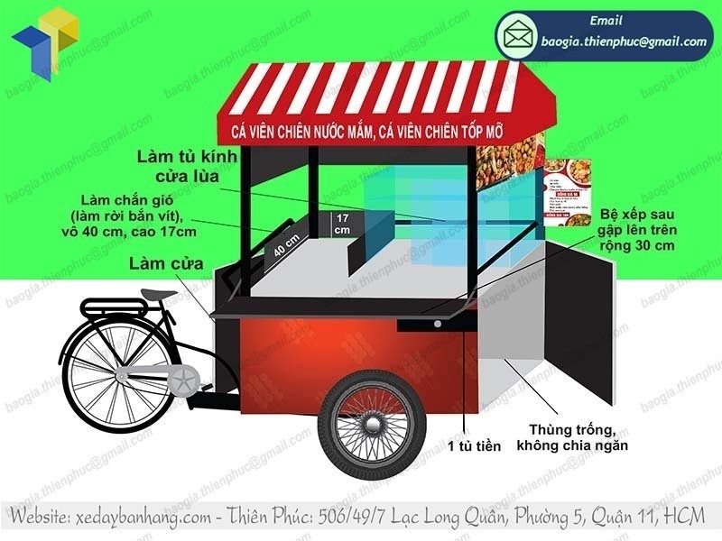 xe đạp bán xiên que cá viên giá rẻ