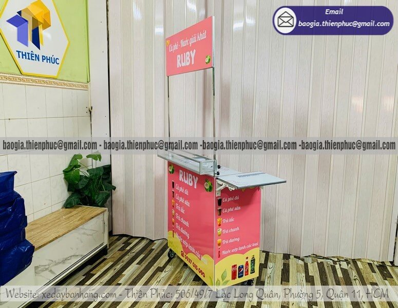 Xe đẩy bán nước giải khát đường phố xếp gọn giá rẻ để lưu trữ vận chuyển